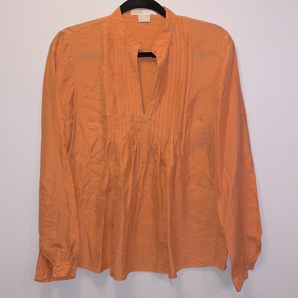 Michael Kors Orange silk pin tucked blouse